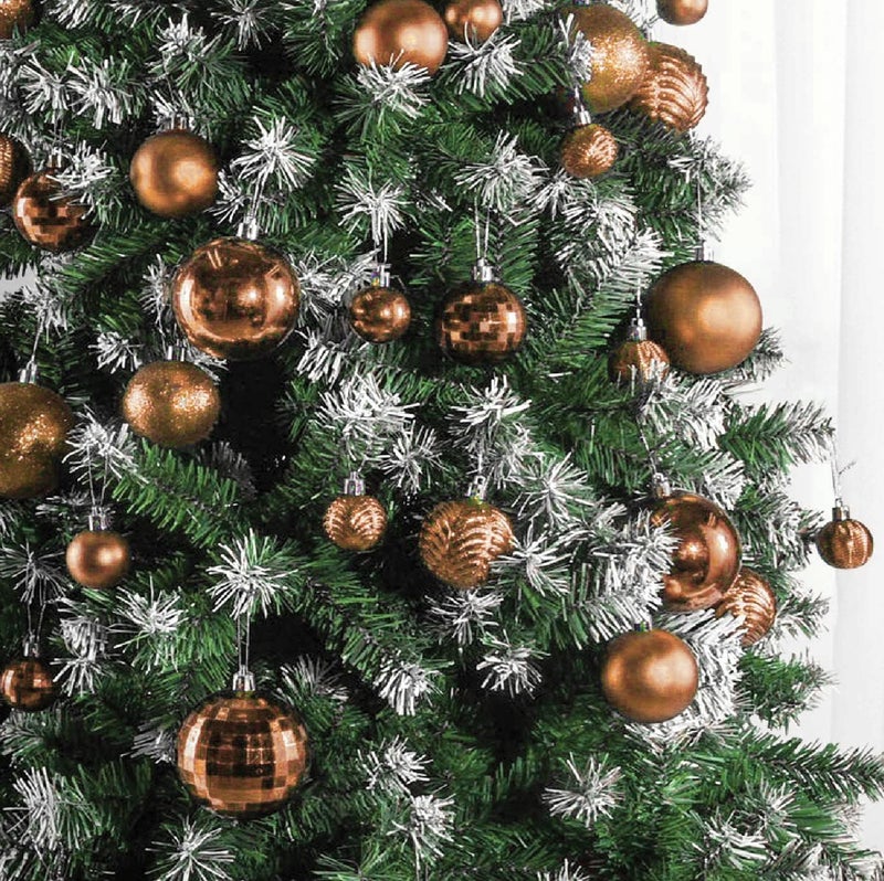 PREXTEX Champagne Christmas Ball Ornaments (36 pcs) - Shatterproof Xmas Tree Decorations with Hanging Loop in 6 Styles and 3 Sizes - Image 5