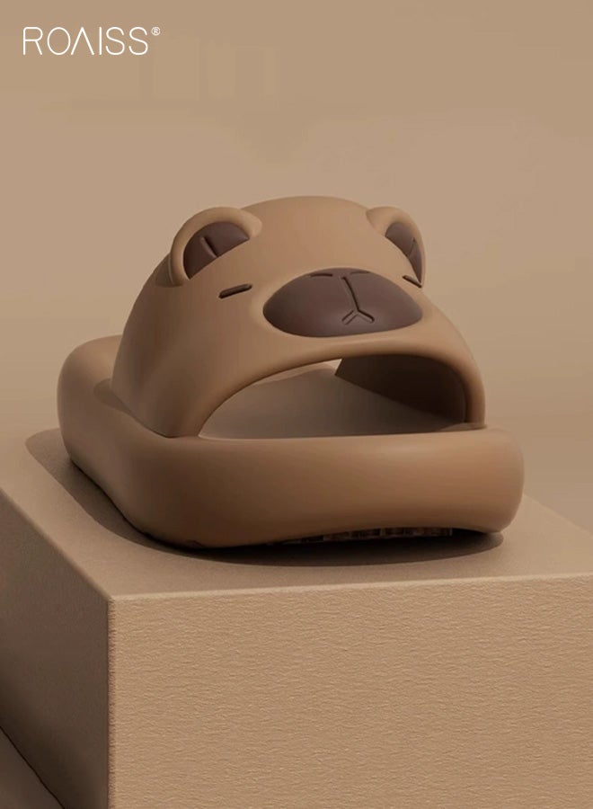 roaiss Kids' Non-Slip Summer Flip-Flops for Boys & Girls, Thick-Soled Soft Bathing & Home Slides, Capybara Cartoon EVA Indoor/Beach Odor-Resistant Slippers, Brown - Image 3