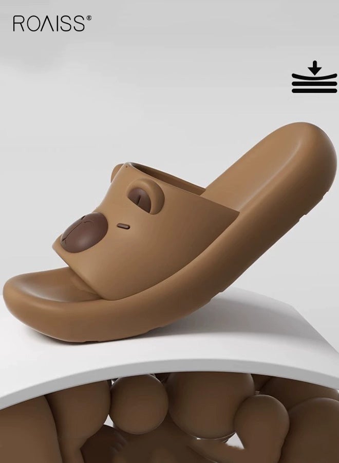 roaiss Kids' Non-Slip Summer Flip-Flops for Boys & Girls, Thick-Soled Soft Bathing & Home Slides, Capybara Cartoon EVA Indoor/Beach Odor-Resistant Slippers, Brown - Image 4