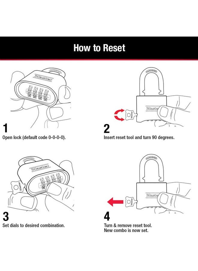 Master Lock Master Lock 175LH 2' Wide Set Your Own Combination Padlock, with 2-1/4 in. Shackle, Brass Finish  - Image 5