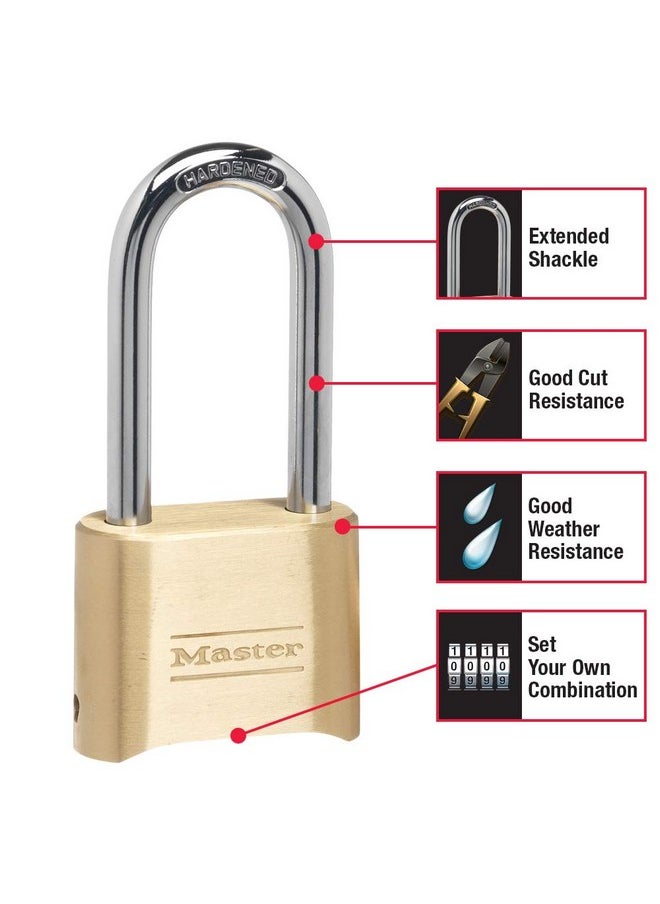 Master Lock Master Lock 175LH 2' Wide Set Your Own Combination Padlock, with 2-1/4 in. Shackle, Brass Finish  - Image 2