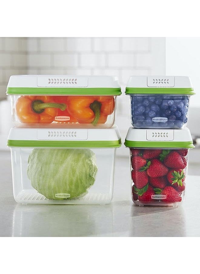 Rubbermaid FreshWorks Produce Saver, Medium and Large Storage Containers, With Lids, 8-Piece Set