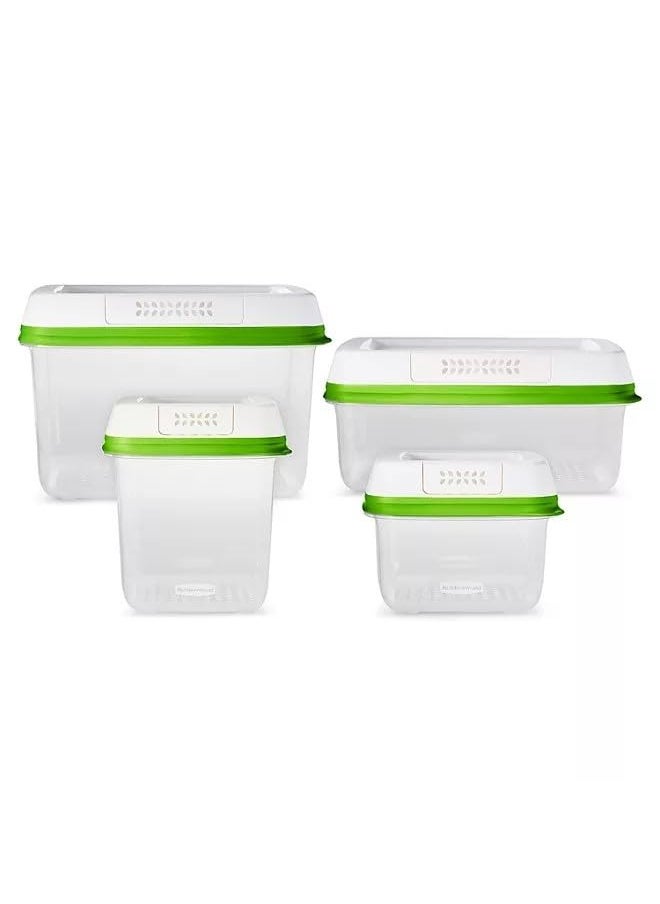 Rubbermaid FreshWorks Produce Saver, Medium and Large Storage Containers, With Lids, 8-Piece Set