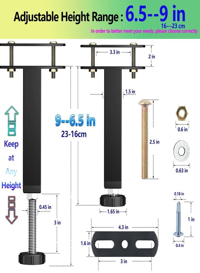 FafdBinm 4PC Bed Frame Support Legs Stabilizer Replacement Universal Slat Reinforcement 6.5-9 inch Black - Image 2