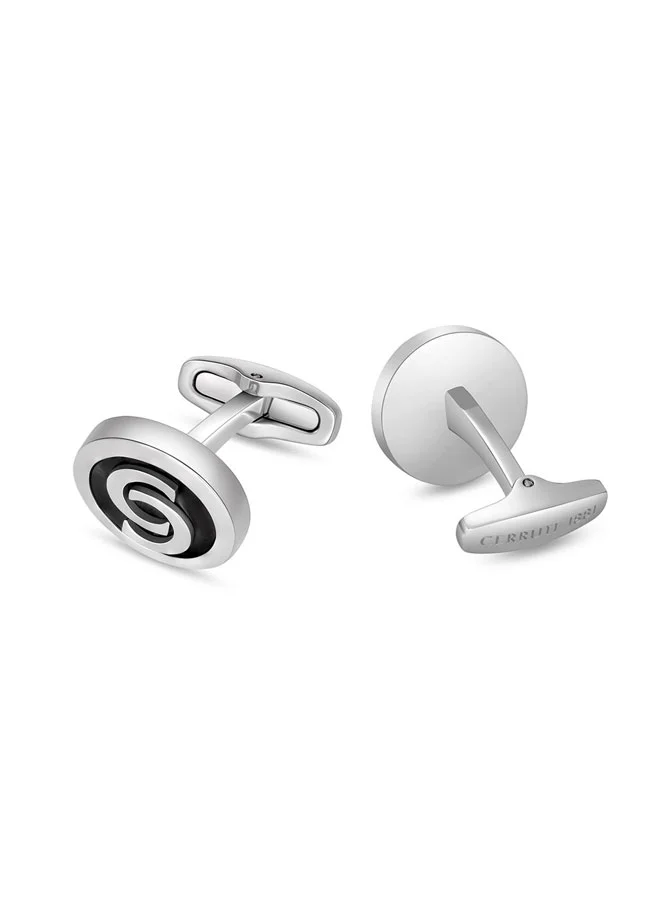 CERRUTI 1881  Orlando Silver and Black Stainless Steel Cufflinks for Men for Men | Best Price UAE
