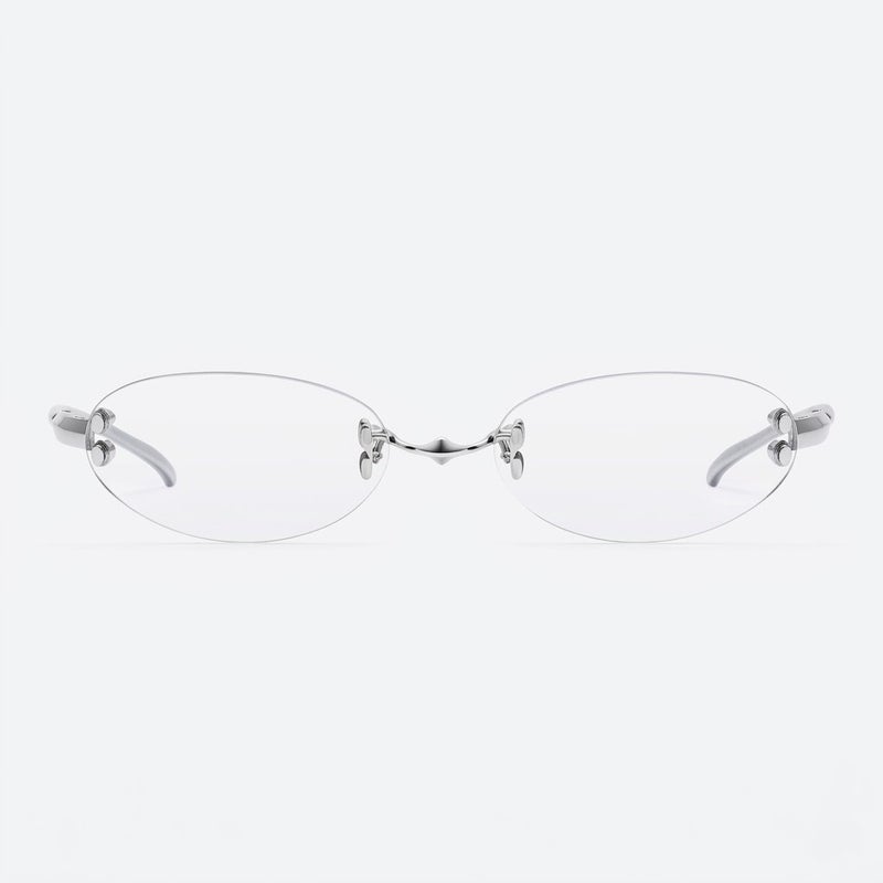 جنتل مونستر نظارات شمسية بيضاوية بدون إطار من Gentle Monster Furi Col.02 57 للجنسين - إطار فضي وعدسات شفافة - Image 2