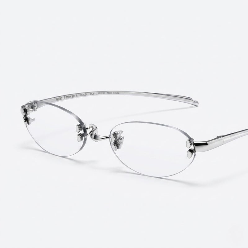 جنتل مونستر نظارات شمسية بيضاوية بدون إطار من Gentle Monster Furi Col.02 57 للجنسين - إطار فضي وعدسات شفافة - Image 1