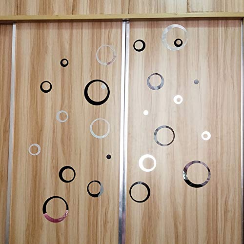AQRICHFOX 24 Pieces Removable Acrylic Mirrors Wall Decal Sticker for Living Room Bedroom Home Decor DIY Circle Wall Decoration Black and Silver - Image 4