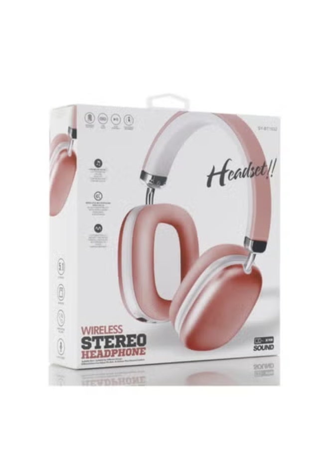 GULFLINK SY-BT1632 Wireless Headphone Gaming Headset Foldable Bluetooth Earphones Pink - Image 2
