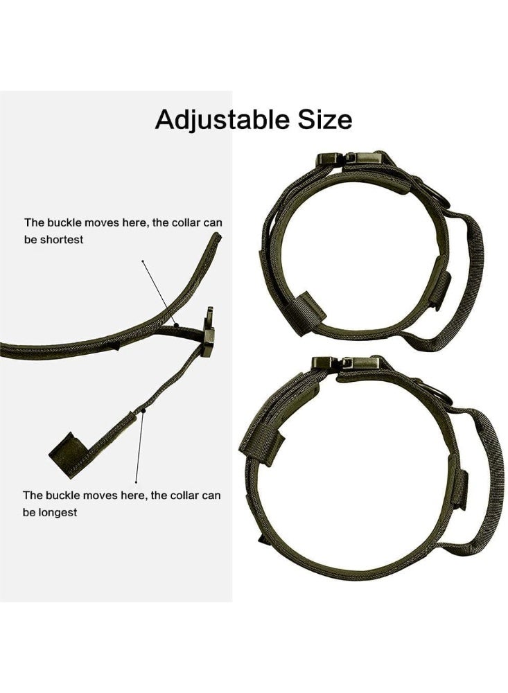 ChicAbode Tactical Dog Collar, Adjustable Military Training Nylon Dog Collar with Control Handle And Heavy Metal Buckle for Medium And Large Dogs, Large Dog Pet Collar (Black + Greener, L) - Image 2