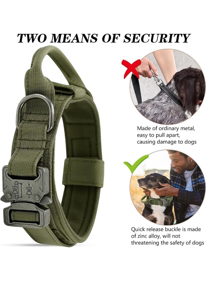 ChicAbode Tactical Dog Collar, Adjustable Military Training Nylon Dog Collar with Control Handle And Heavy Metal Buckle for Medium And Large Dogs, Large Dog Pet Collar (Black + Greener, L) - Image 4