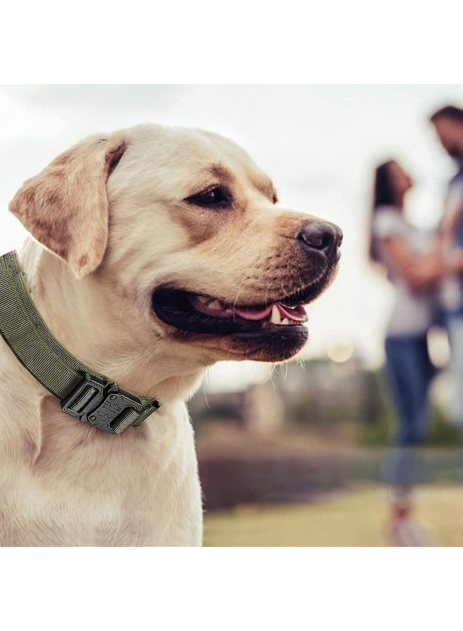 ChicAbode Tactical Dog Collar, Adjustable Military Training Nylon Dog Collar with Control Handle And Heavy Metal Buckle for Medium And Large Dogs, Large Dog Pet Collar (Black + Greener, L) - Image 5