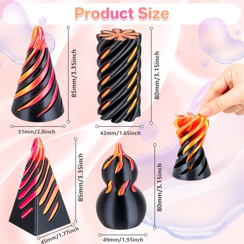 3Dgenius 4 Pack Spiral Cone Fidget Toys 3D Printed Spiral Fidget Toys Impossible Cone 3D Printed Fidgets Impossible Pyramid Passthrough 3D Printed Toys for Adults Kids for Anxiety Relaxing 4PCS XL - Image 5