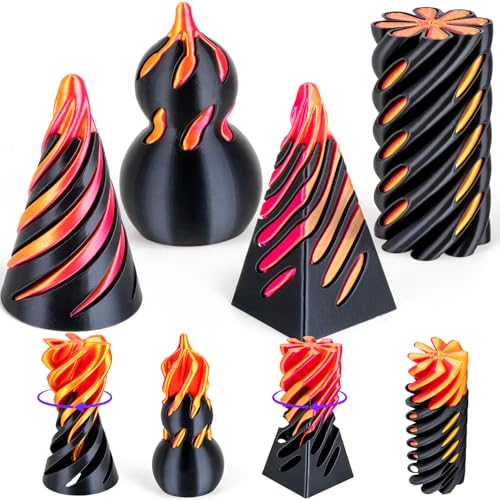 3Dgenius 4 Pack Spiral Cone Fidget Toys 3D Printed Spiral Fidget Toys Impossible Cone 3D Printed Fidgets Impossible Pyramid Passthrough 3D Printed Toys for Adults Kids for Anxiety Relaxing 4PCS XL - Image 1