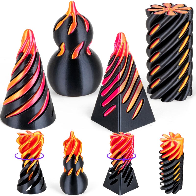 3Dgenius 4 Pack Spiral Cone Fidget Toys 3D Printed Spiral Fidget Toys Impossible Cone 3D Printed Fidgets Impossible Pyramid Passthrough 3D Printed Toys for Adults Kids for Anxiety Relaxing 4PCS XL - Image 3