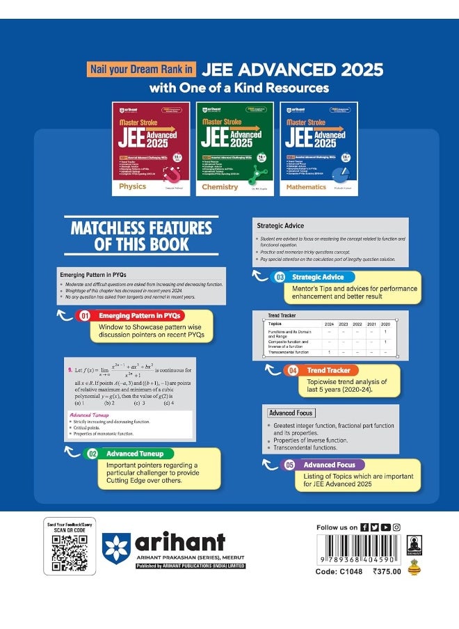 Arihant Masterstroke for JEE Advanced 2025: Mathematics | 950+ Assorted Advanced Challenging MCQs for JEE Advanced practice  - Image 2