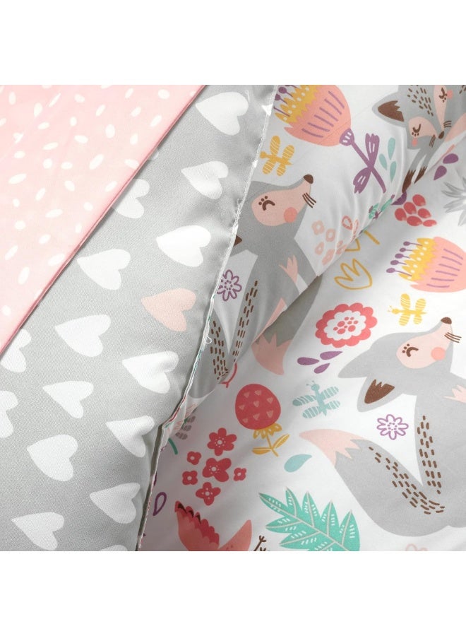 Lush Decor Lush Decor Pixie Fox with Sheet Set Kids Back to Campus 5 Piece Comforter Set, Twin-XL, Pink & Gray  - Image 4