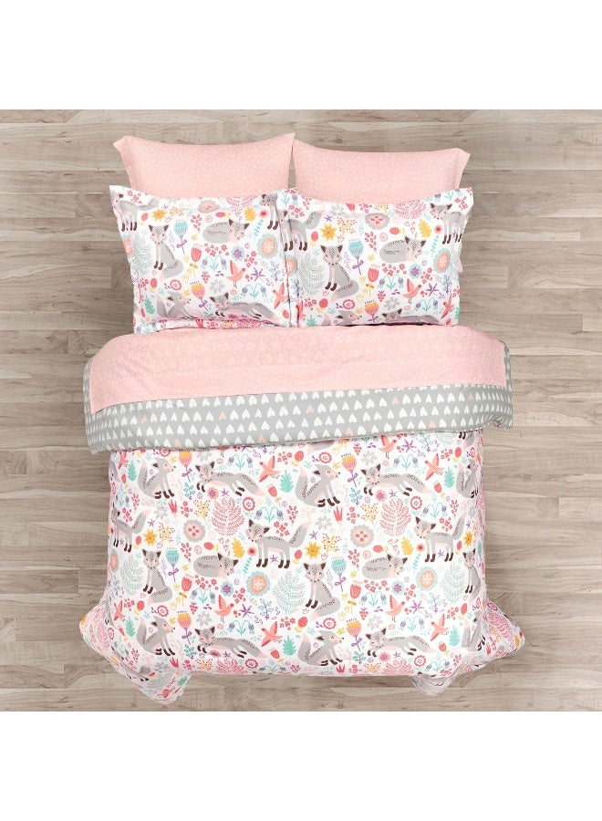 Lush Decor Lush Decor Pixie Fox with Sheet Set Kids Back to Campus 5 Piece Comforter Set, Twin-XL, Pink & Gray  - Image 2