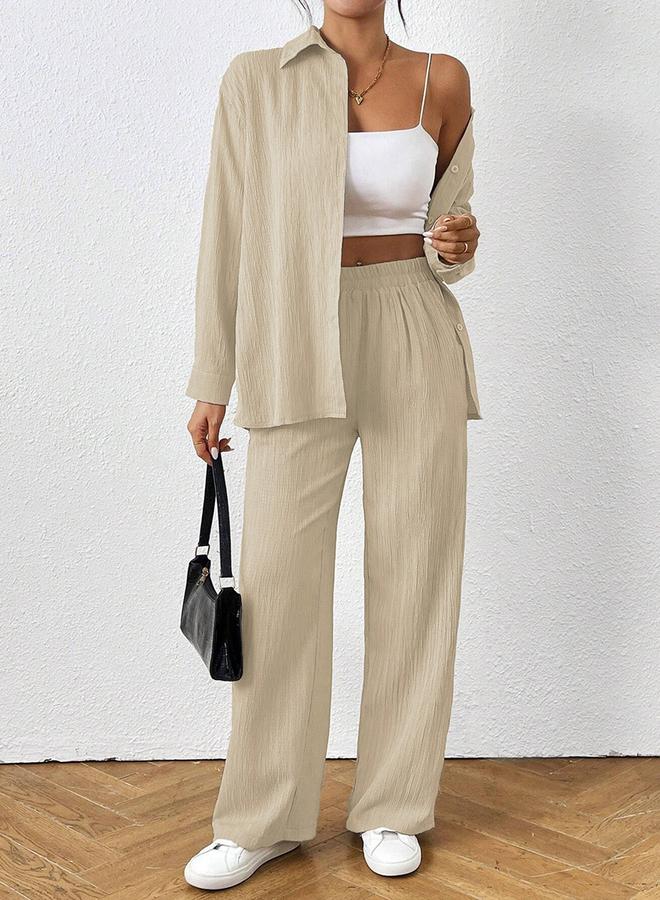 تايك تو طقم منسق من قميص مزخرف وبنطال بأرجل واسعة - Image 3