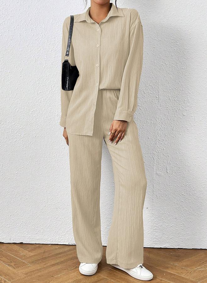 تايك تو طقم منسق من قميص مزخرف وبنطال بأرجل واسعة - Image 4