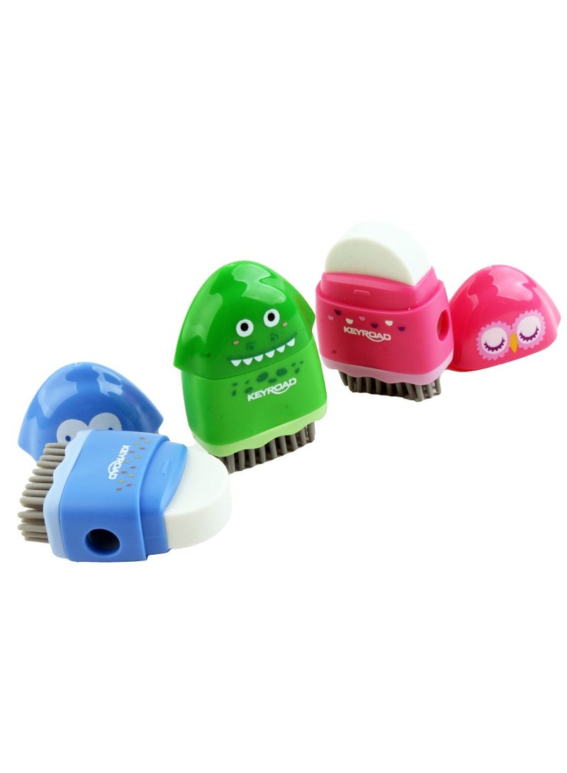 Keyroad Rocky Sharpener – Single Hole with Container + Eraser + Cleaning Brush – Model KR972128 - Image 1