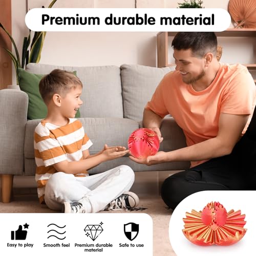 Minleway Gear Ball 3D Printed Spin Ball or Cube Fidget ToyGear Sphere Fidget ToyFidget Ball Gear Toy for Stress and Anxiety Relief Stress Ball GearSphere Desk Toy for Adults KidsGolden Red 31 Inch - Image 5