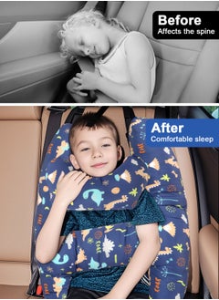 URbazaar H-Shape Car Seat Pillow for Kids (Dark Blue Dinosaur), Kids Car Pillows for Sleeping, Child Car Sleeping Head Support, Travel Neck Rest Car Seat Pillow for Children Sleeping  - Image 2