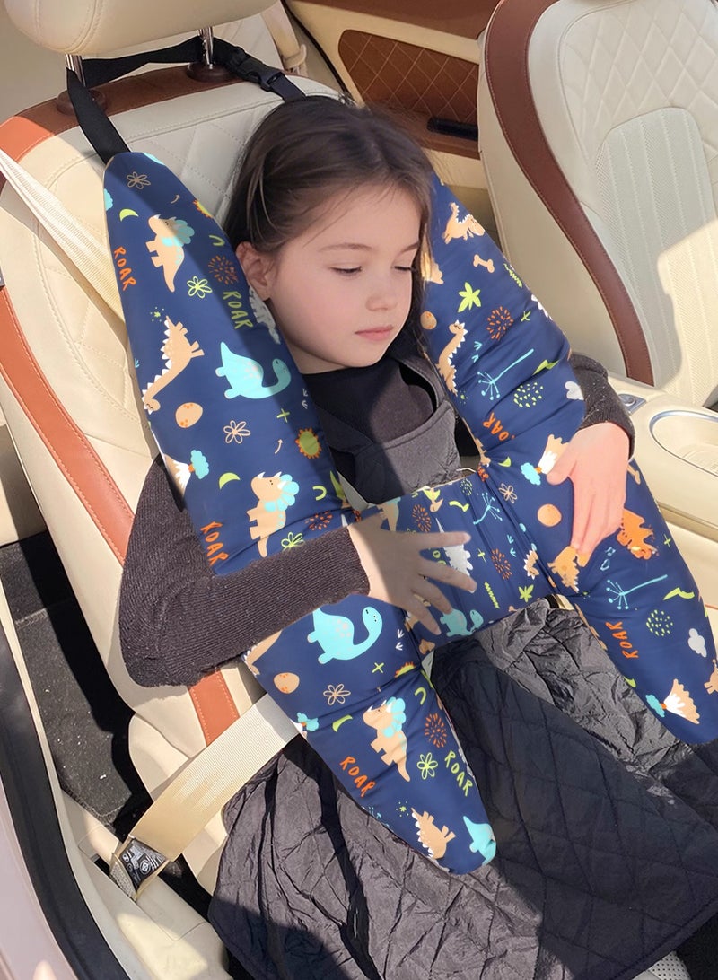 أوربازار وسادة مقعد السيارة على شكل حرف H للأطفال (ديناصور أزرق غامق)، وسائد سيارة للأطفال للنوم، دعم رأس الطفل أثناء النوم في السيارة، وسادة مقعد السيارة لمسند الرقبة أثناء السفر للأطفال أثناء النوم - Image 5