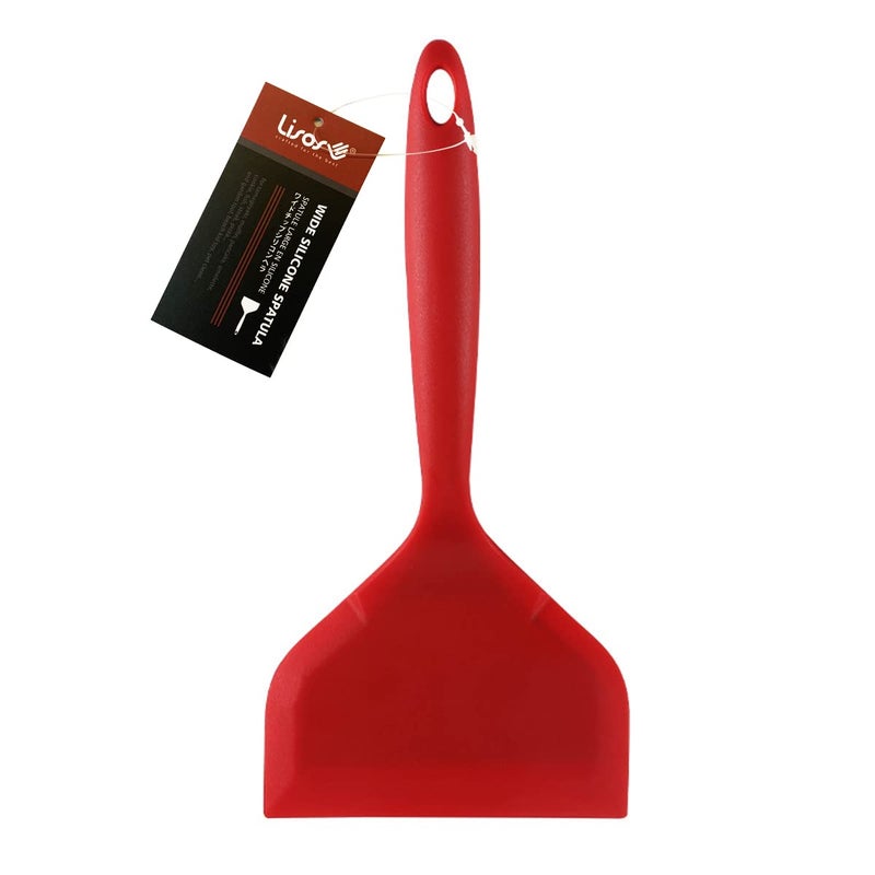 LISOS Silicone Tamagoyaki Spatula  Wide Nonstick HeatResistant for Egg Fish Burgers Steak Pizza  Red