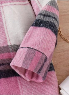 Shein Toddler Girls Plaid Print Coat & Ribbed Knit Tee & Skirt  - Image 5