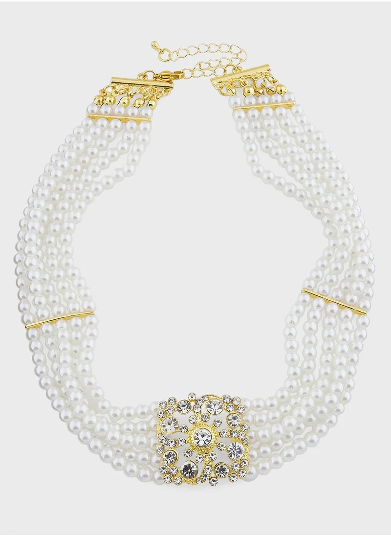 Khizana Pearl Diamante Choker Necklace