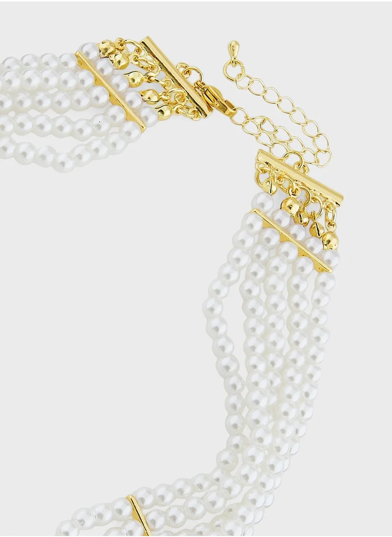 Khizana Pearl Diamante Choker Necklace