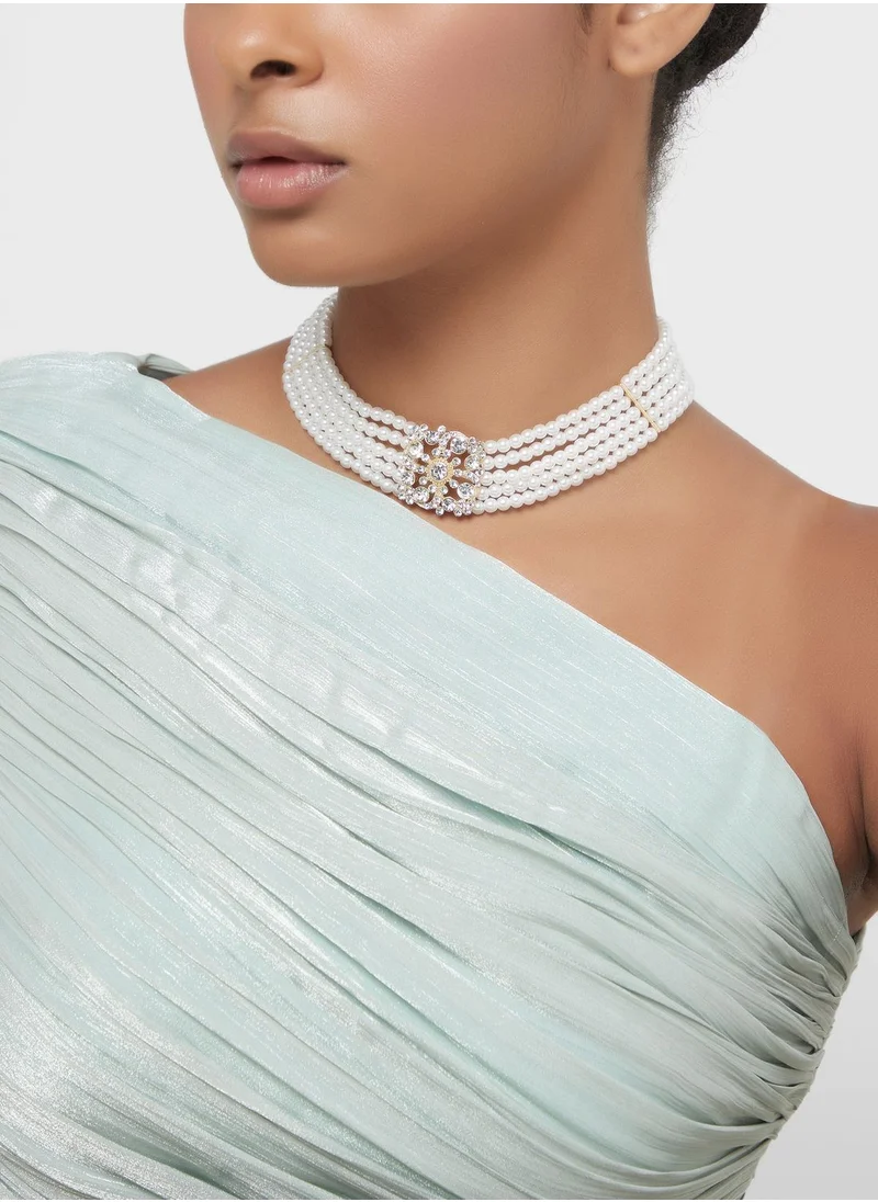 Khizana Pearl Diamante Choker Necklace