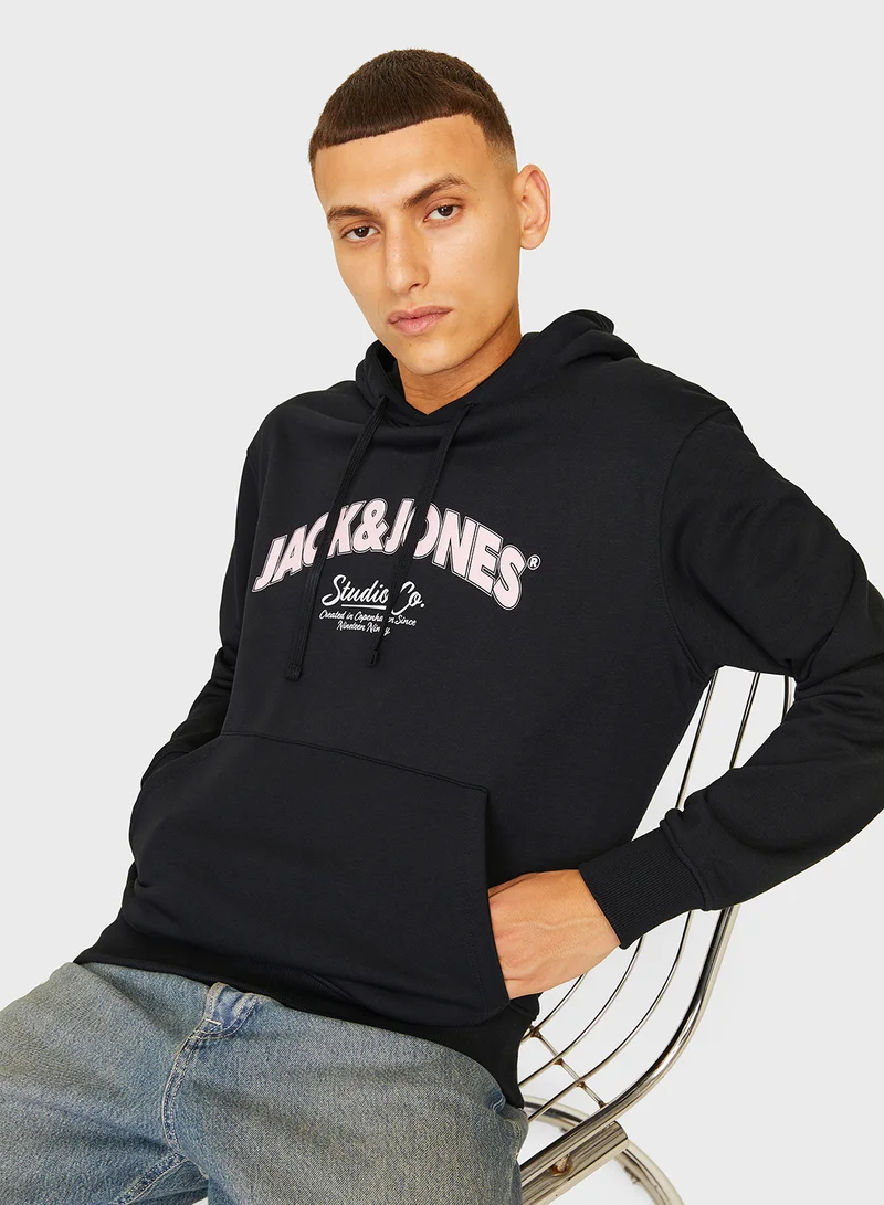 JACK & JONES Logo Print Pullover Hoodie