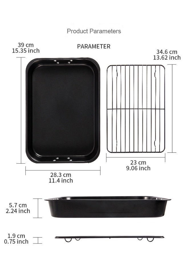 chefmade 15-Inch Non-Stick Roasting Pan with Flat Wire Rack - Image 2