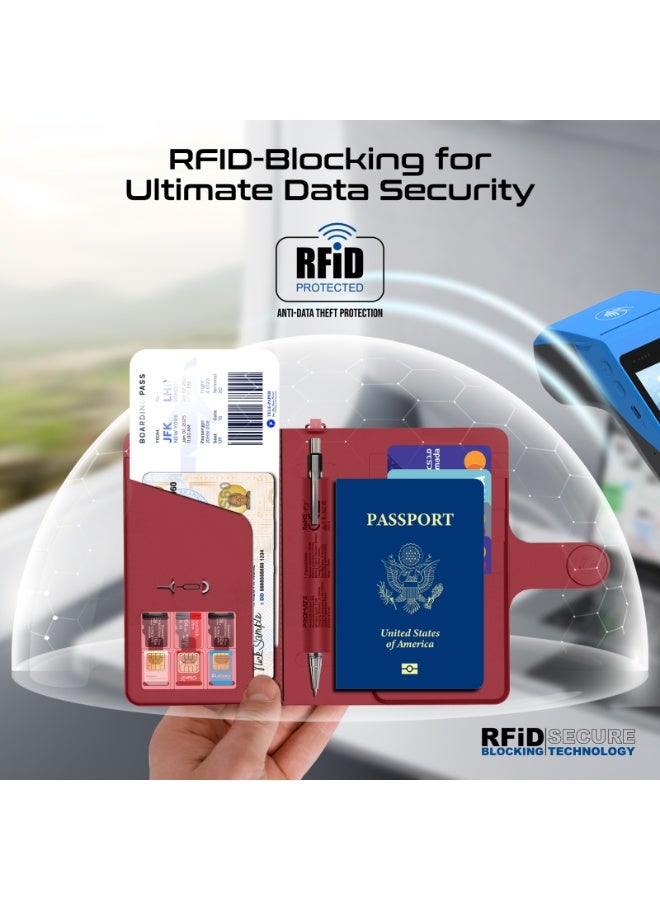 Promate Smart Leather Passport Holder with RFID Protection, Apple Find My Global Tracker, Wireless Charging, 6-Month Battery, Waterproof Anti-Loss Travel Wallet Organizer - Image 2