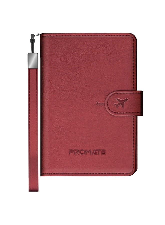 Promate Smart Leather Passport Holder with RFID Protection, Apple Find My Global Tracker, Wireless Charging, 6-Month Battery, Waterproof Anti-Loss Travel Wallet Organizer - Image 3