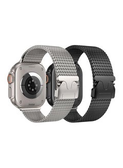 Denx Metal Strap For Apple Watch Ultra 2 (2024) 49mm Smartwatch, Titanium Metal Sport Strap Watch with Milanese Loop (Black and Titanium)  - Image 2