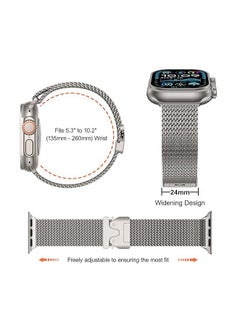 Denx Metal Strap For Apple Watch Ultra 2 (2024) 49mm Smartwatch, Titanium Metal Sport Strap Watch with Milanese Loop (Black and Titanium)  - Image 3