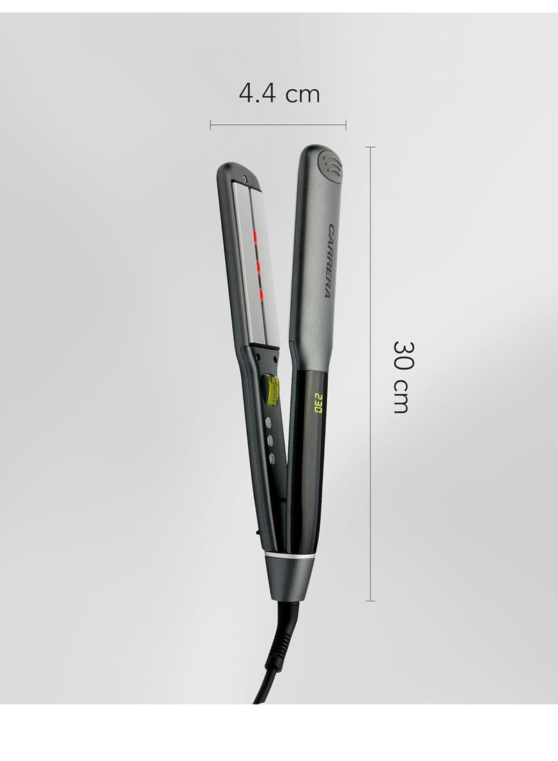 Carrera CARRERA Hair Straightener â€“ Features LED Temperature Display | Ceramic-Coated Floating Plates | Ionic Generator | Infrared Light | and Adjustable Settings from 100-230Â°C - (Silver & Black) - Image 2