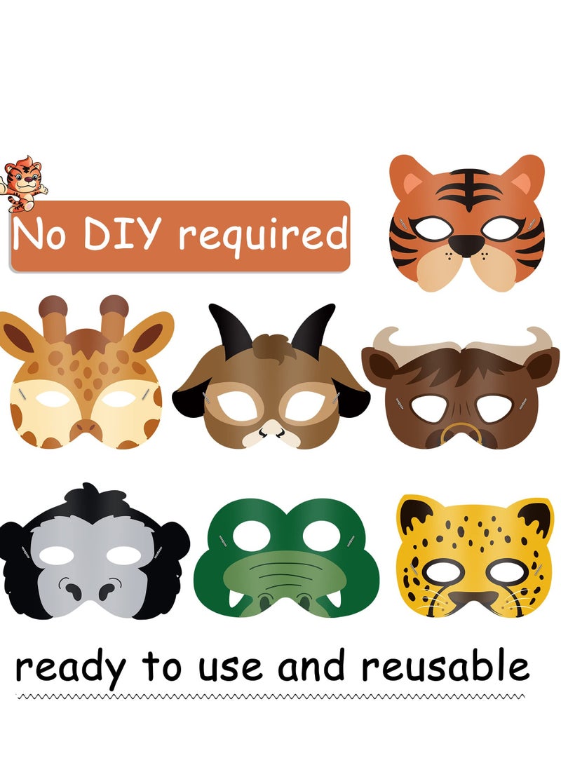 SYOSI Animal Masks Party Favors for Kids, Jungle Theme Birthday Dress Up Supplies Decorations, Costumes Dress-Up - Image 3