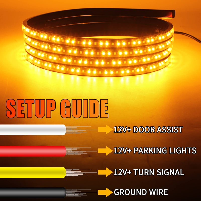OPL5 2Pcs LED Running Board Lights 10 Feet LED Side Maker Light with 360 LEDs Sequential Amber Turn Signal Lights ＆ White Courtesy Light 12V-14V Emergency LED Lighting Strips Extended Crew Cab RV Trailer - Image 5