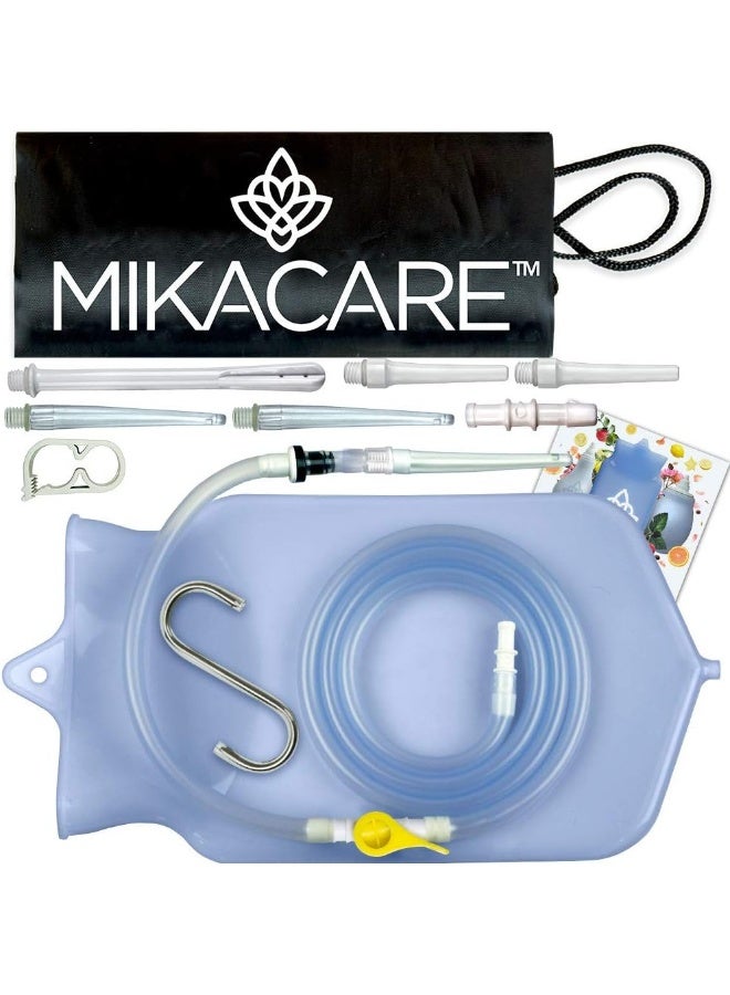 Mikacare Enema Bag Kit Clear Non-Toxic Silicone. for Coffee and Enema Kit for Colon Cleansing - Enema Detox - 2 Quart - Home Colonic Kit - Enema Coffee not Included - Image 1