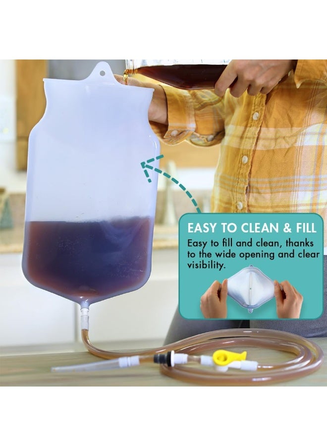 Mikacare Enema Bag Kit Clear Non-Toxic Silicone. for Coffee and Enema Kit for Colon Cleansing - Enema Detox - 2 Quart - Home Colonic Kit - Enema Coffee not Included - Image 2