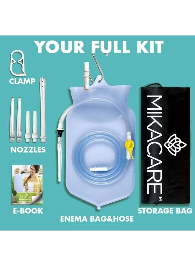 Mikacare Enema Bag Kit Clear Non-Toxic Silicone. for Coffee and Enema Kit for Colon Cleansing - Enema Detox - 2 Quart - Home Colonic Kit - Enema Coffee not Included - Image 3