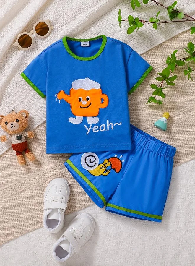 Take Two Boys Embroidered Patch T-Shirt and Shorts Set