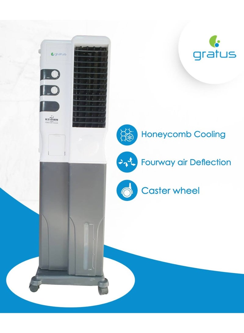 gratus ICESTORM35DX – 35 L Evaporative Air Cooler with 4‑Way Air Deflection, Auto Louver, Water Level Indicator, Made in India - Image 1