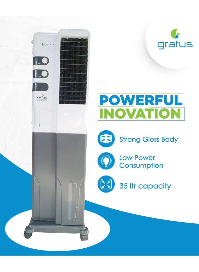 gratus ICESTORM35DX – 35 L Evaporative Air Cooler with 4‑Way Air Deflection, Auto Louver, Water Level Indicator, Made in India - Image 3