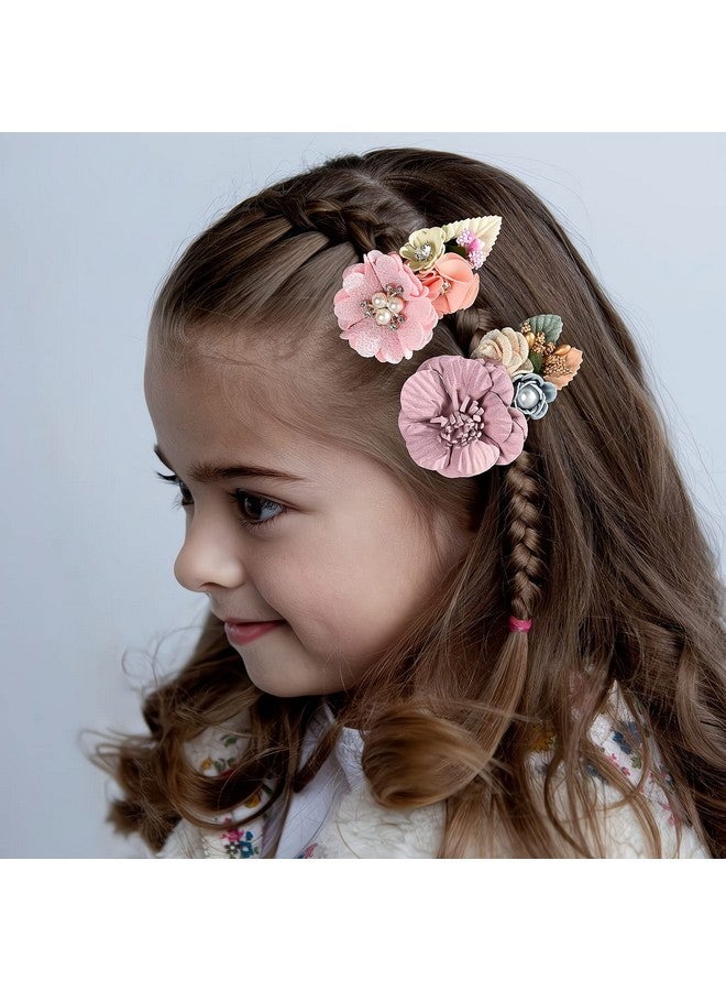 فسمايلنغ ربطات شعر Fsmiling للبنات، مشابك ربطات شعر على شكل زهور، شريط Grosgrain، عبوة من 11 ربطة شعر للبنات - Image 2