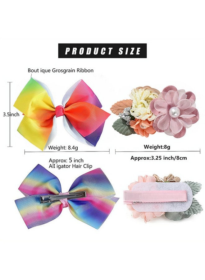 فسمايلنغ ربطات شعر Fsmiling للبنات، مشابك ربطات شعر على شكل زهور، شريط Grosgrain، عبوة من 11 ربطة شعر للبنات - Image 3